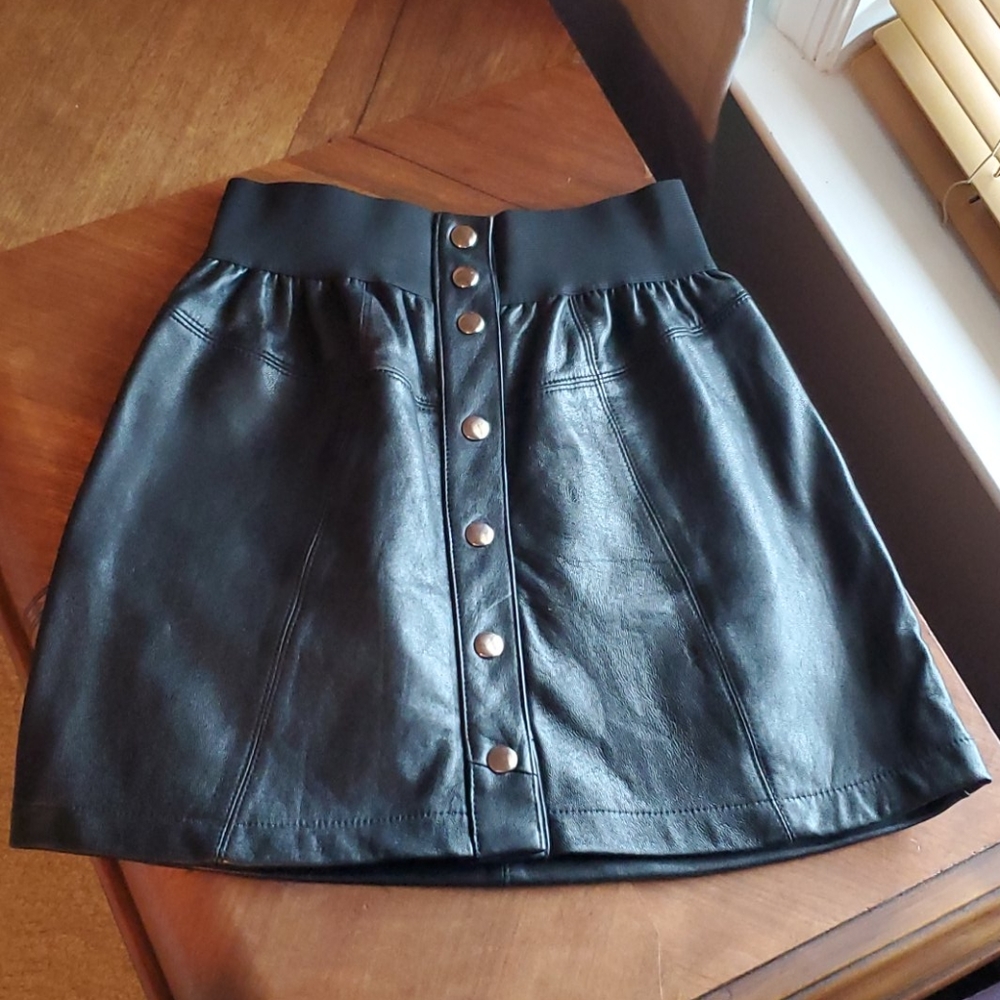 Real leather skirt made in USA from vintage fabric